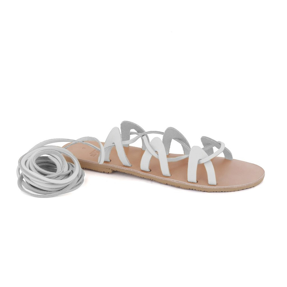 MAC&LOU GREEK LEATHER SANDALS 'ANDROMEDA White